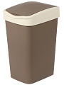 Контейнер для мусора пластик, 20 л, прямоугольный, с крышкой, шоколад, слоновая кость, Violet, Tandem, 842022 - фото 2