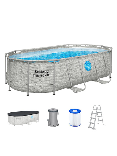 Бассейн каркасный Bestway, 427х250х100 см, Power Steel, 56714BW, фильтр-насос, лестница, тент, 7250 л, поплавок-дозатор