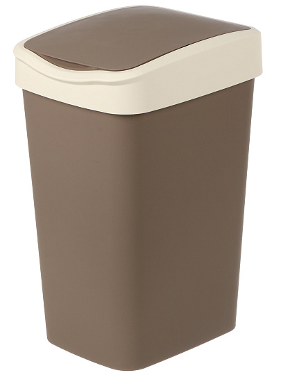 Контейнер для мусора пластик, 20 л, прямоугольный, с крышкой, шоколад, слоновая кость, Violet, Tandem, 842022