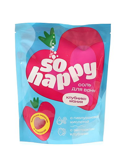 Соль для ванн Laboratory Katrin, So Happy, Клубника мания, 500 г