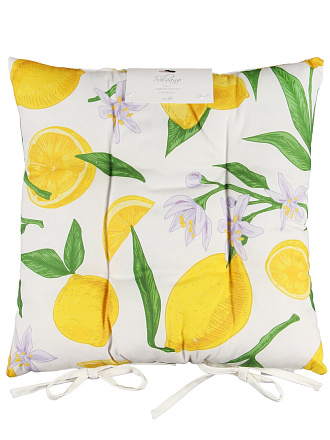 Сиденье мягкое 100% хлопок, 40х40 см, с завязками, Silvano, Лимоны