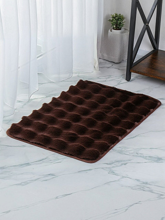 Коврик интерьерный 0.5х0.8 м, прямоугольный, шоколадный, искусственный мех, A090281