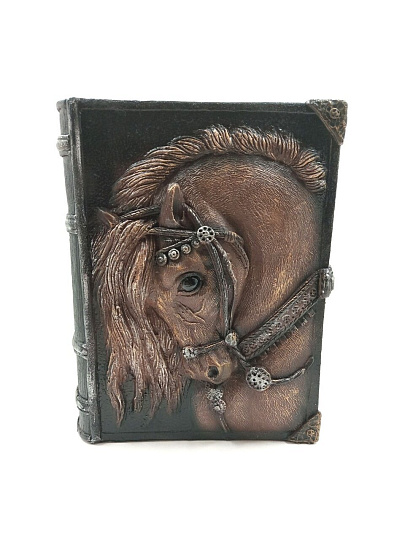 Копилка Символ Года Книга Конь, 21 см, гипс, G040-21-105K, черно-бронзовая