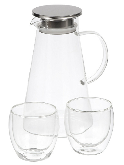 Кувшин стекло, 1.2 л, с крышкой, ТМ Глория, Bonjart, 27042, 2 стакана 250 мл