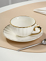 Чайная пара керамика, 2 предмета, на 1 персону, 200 мл, Зефир золотой отвод, Y6-10142/B060042 - фото 2