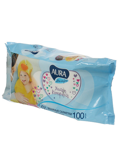 Салфетка влажн.Детские AURA 100 шт. Алое+Вит Е (2745/3044/7114)