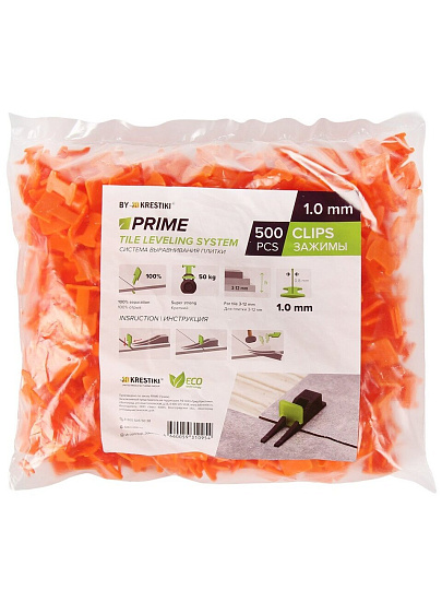 Зажим для выравнивания плитки 1 мм, 500 шт, СВП Prime, 3D Krestiki, 00-00002087