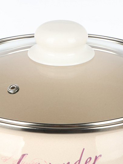 Кастрюля эмалированная сталь, 5 л, крышка стекло, полусфера, ЛЗЭП, Лаванда, С-4216САП2/4Жм, индукция