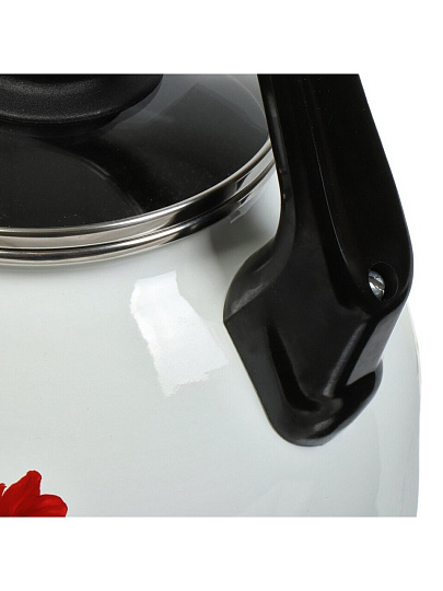 Чайник сталь, эмалированное покрытие, 3 л, со свистком, с пластиковой кнопкой, Сибирские товары, Гранатовый сок, индукция, белый, С2717.3