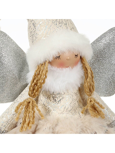 Фигурка декоративная текстиль, Феечка, 22х16х60 см, с подвеской, 2хААА, бежевая, Y4-9515