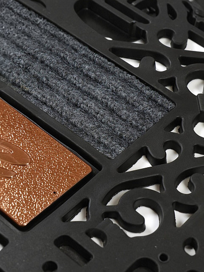 Коврик грязезащитный, 45х75 см, прямоугольный, резина, черный, Вензеля, Y4-5165