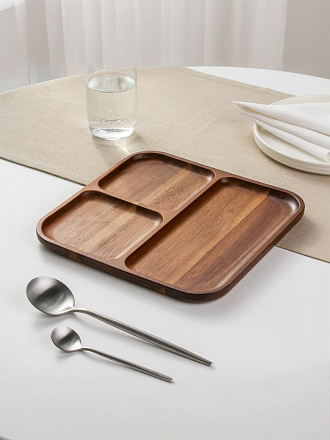 Менажница акация, 25x25x1.5 см, 3 секции, Daniks, PS67725A