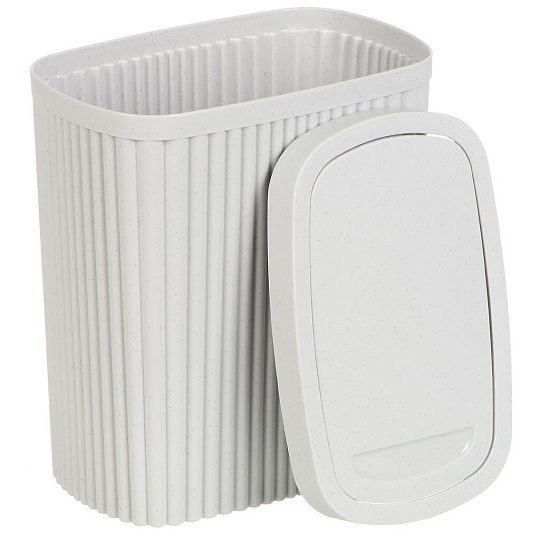 Контейнер для мусора пластик, 1.9 л, прямоугольный, светло-серый флэк, Econova, Velvet, 435204438