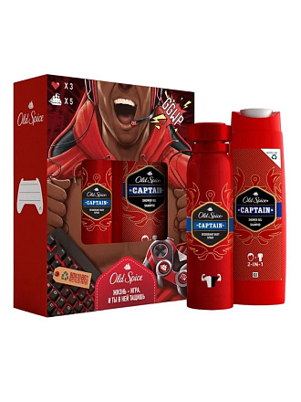 Набор подарочный для мужчин, Old Spice, Captain, дезодорант спрей 150 мл + гель для душа+шампунь 250 мл