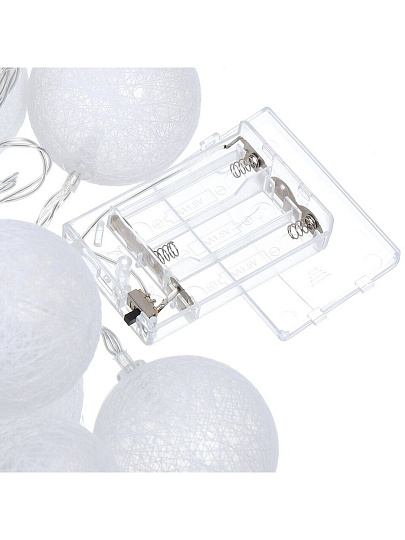 Гирлянда 25 ламп, 5 м, 1 режим, Шары, теплый белый свет, белая, в помещении, на батарейках, LED, Y4-7555