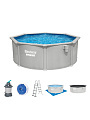 Бассейн каркасный Bestway, 360х120 см, Hydrium, 56574, фильтр-насос, лестница, подстилка, тент, 10990 л, поплавок-дозатор