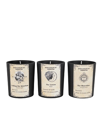 Свеча декоративная, 9х7.6 см, в стакане, 3 шт, Evis, Таро, парафиновая, 49 0430 1021