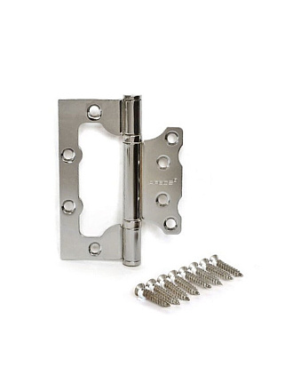 Петля накладная для деревянных дверей, Apecs, 100х75 мм, B2-Steel-СR, с 2 подшипниками, без врезки, хром