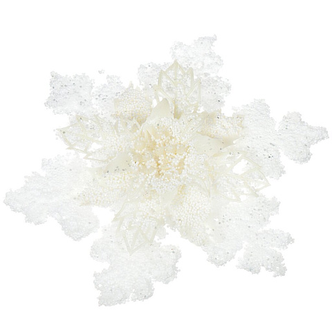 Елочное украшение Снежинка, белое, 15.5 см, пластик, SYXH18-022