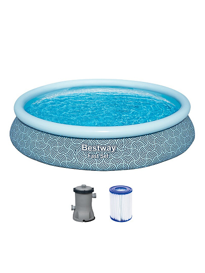 Бассейн надувной Bestway, 457х84 см, Фаст Сэт комплект, 57313, фильтр-насос, 9677 л