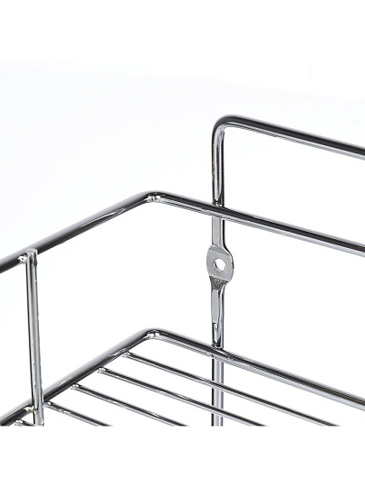 Полка для ванной металл, настенная, 2 яруса, прямая, 35х15х36 см, хром, белая, Y515