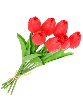 Цветок искусственный декоративный Тюльпан, 7шт., 33 см, бордовый, Y6-10419