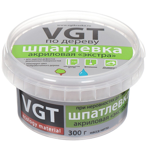 Шпатлевка VGT, Экстра, акриловая, по дереву, береза, 0.3 кг