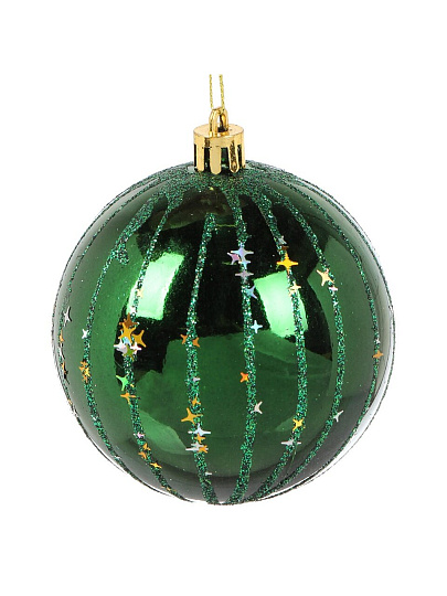 Набор шаров 5 шт, зеленый, 8 см, полимер, звезды золото, Y4-9474