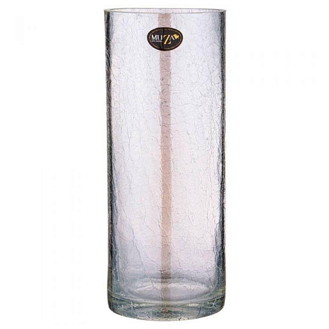 Ваза стекло, настольная, 30 см, Muza, Cracle White, 380-626, цилиндр