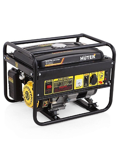 Генератор бензиновый, Huter, DY2500L, 2 кВт, четырехтактный, 7 л.с., 16 А, выход 12 В, 64/1/3