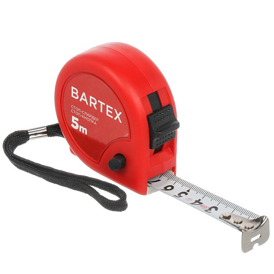 Рулетка 5х19 мм, с фиксатором, + кнопка, Bartex, M-58