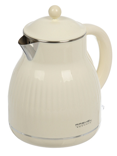 Чайник электрический RasheL, R-450-20, кремовый, 2 л, 1800 Вт, скрытый нагревательный элемент, нержавеющая сталь