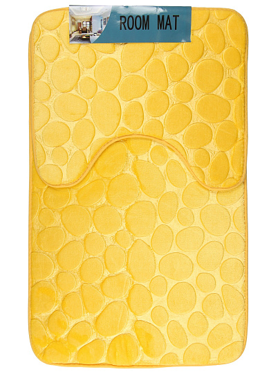 Набор ковриков для ванной и туалета, 2 шт, 0.5х0.8, 0.4х0.5 м, полиэстер, горчичный, Камешки, Y4-11228