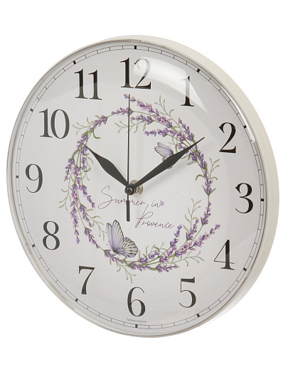 Часы настенные, кварцевые, 25 см, основание белое, круглые, Рубин, Прованс, 2526-100