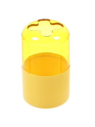 Стакан для зубных щеток, 7.2х11.5 см, пластик, желтый, PS0263FA-TBH
