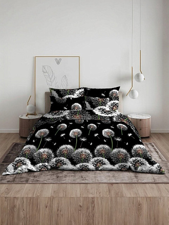 Постельное белье 1.5-спальное, простыня 150х214 см, 1 наволочка 70х70 см, пододеяльник 145х215 см, Майская ночь, бязь, 3412/1