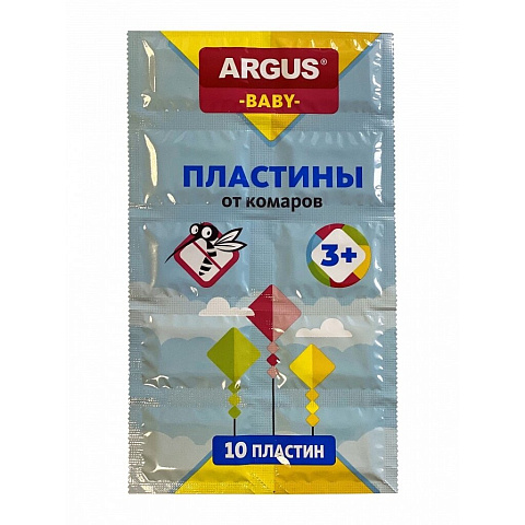 Репеллент от комаров, пластина, без запаха, для детей, Argus, Baby, 10 шт