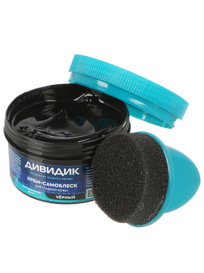 Крем Дивидик, для обуви, 55 мл, с губкой, черный