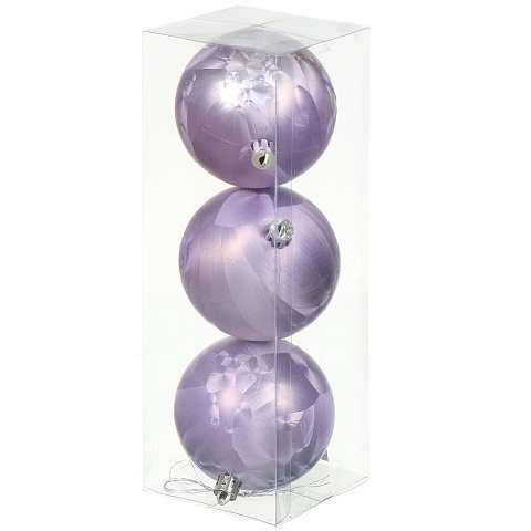 Елочный шар 3 шт, лавандовый, 8 см, пластик, SYQC-0121105
