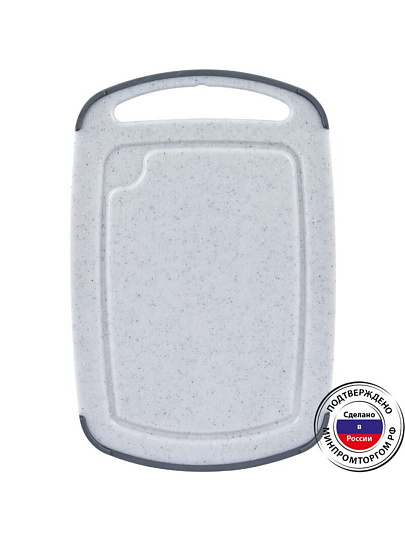 Доска разделочная пластик, 36х24 см, белая, прямоугольная, Полимербыт, Granite, 438010200