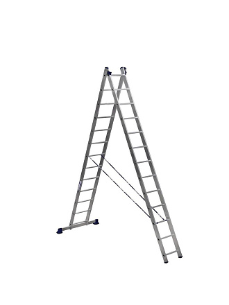 Лестница 2 секции, 13 ступеней, алюминий, 3.67 м, 150 кг, 4.56 м, Alumet, 5213