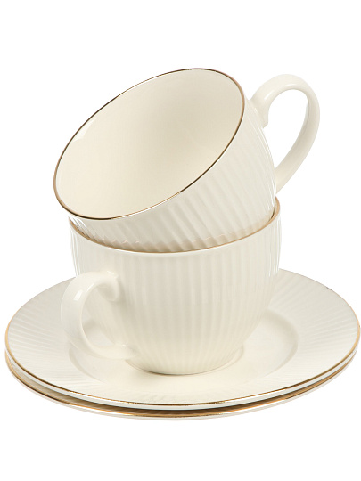 Набор чайный фарфор, 4 предмета, на 2 персоны, 270 мл, Jewel, Бьянко, ПС0001-33