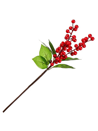 Цветок искусственный декоративный Ветвь с ягодами, 40 см, красный, Y4-7948