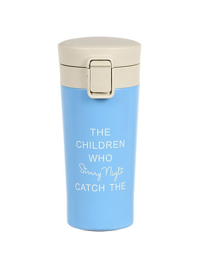 Термокружка нержавеющая сталь, 0.38 л, колба нержавеющая сталь, голубая, Y4-9332