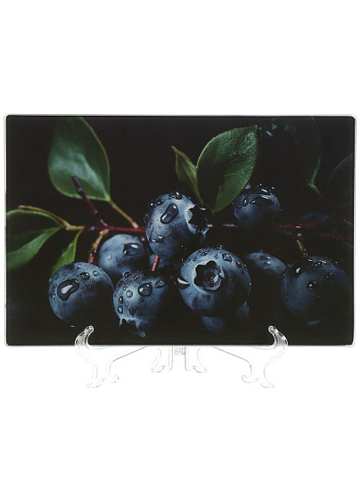 Доска разделочная стекло, 30х20 см, прямоугольная, Daniks, Голубика