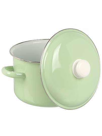 Кастрюля эмалированная сталь, 5.5 л, крышка сталь, цилиндрическая, Сибирские товары, 9MD221P, салатовая, индукция