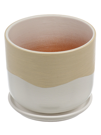 Горшок керамика, 1.6 л, цилиндр, бежевый, Айскрим №3, 022702