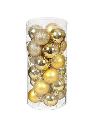 Елочный шар 24 шт, золото, 4 см, пластик, SYCB17-634-2/SYQD-0119148