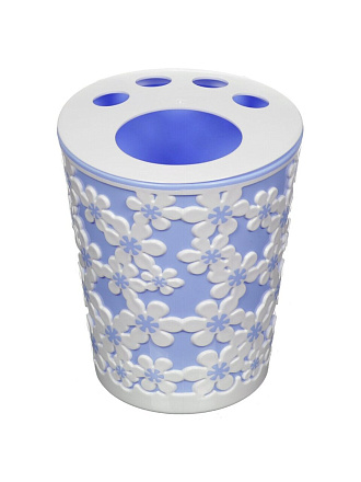 Стакан для зубных щеток, пластик, бело-голубой, Альтернатива, Дольче Вита, М4715