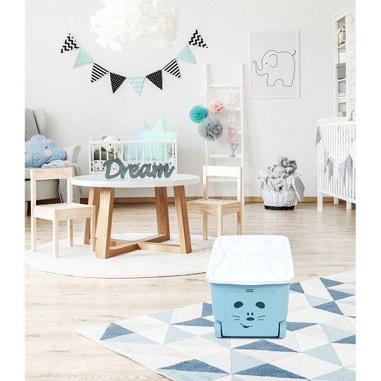 Ящик для игрушек 50 л, на колесах, с крышкой, пластик, 38х59х33 см, колокольчик, Lalababy, Play with Me, LA103211046